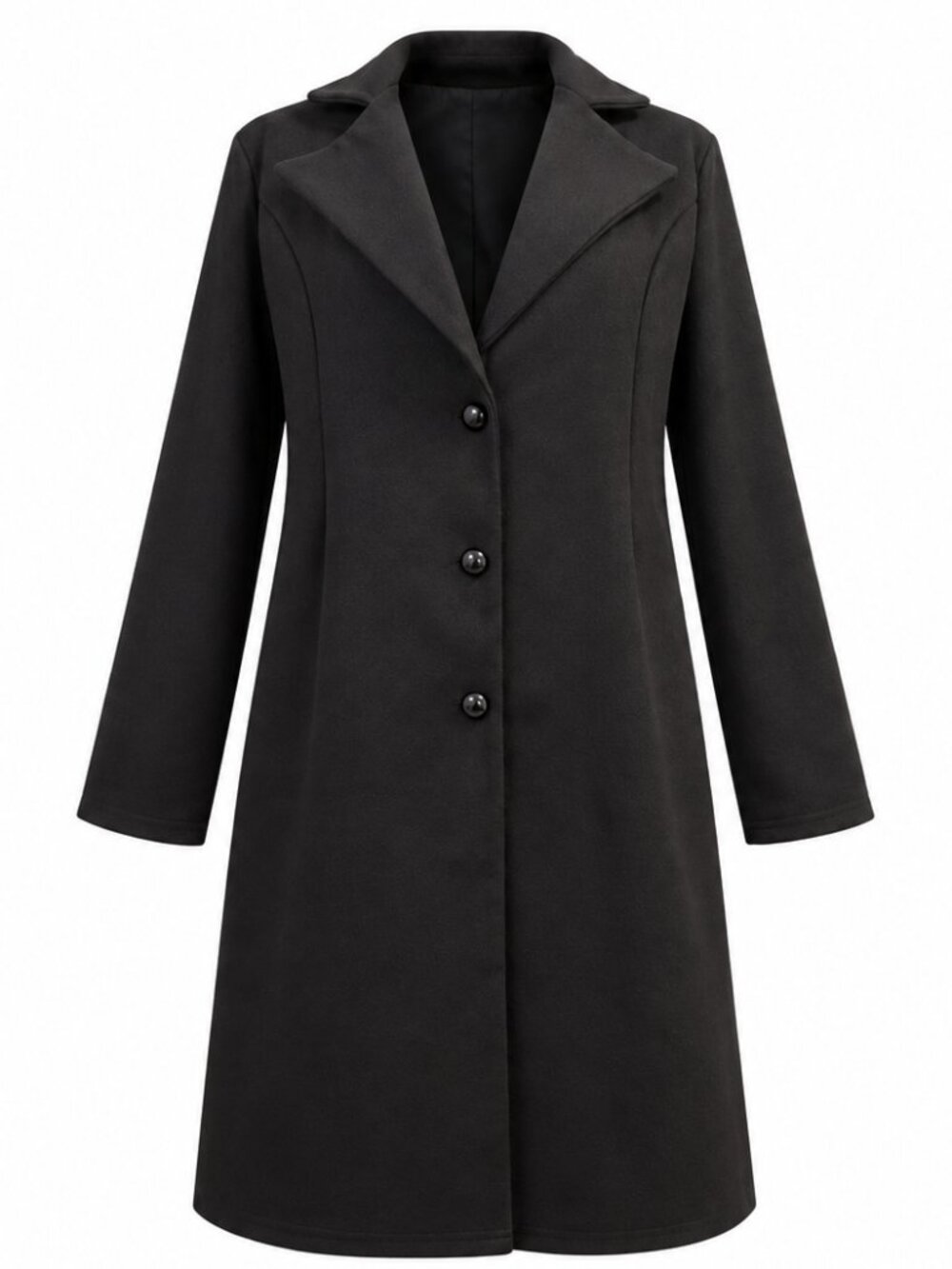 Charcoal Gray Longline Tailored Coat Button Front New L